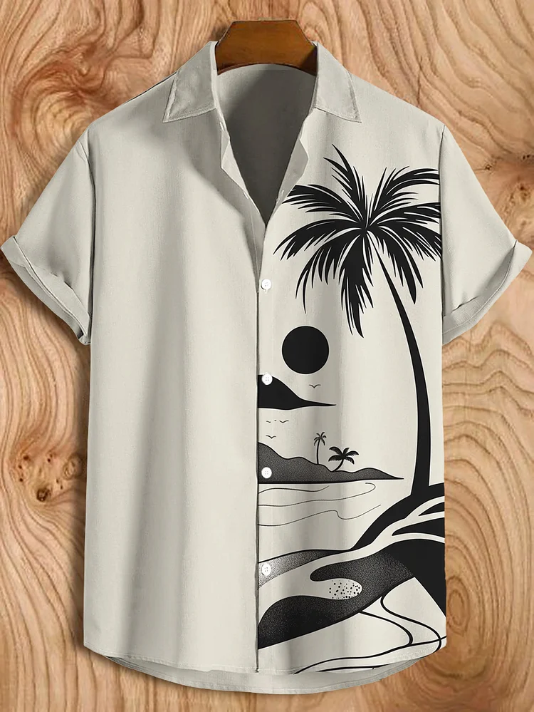 Men's Hawaiian Vacation Coconut Trees Print Shirt