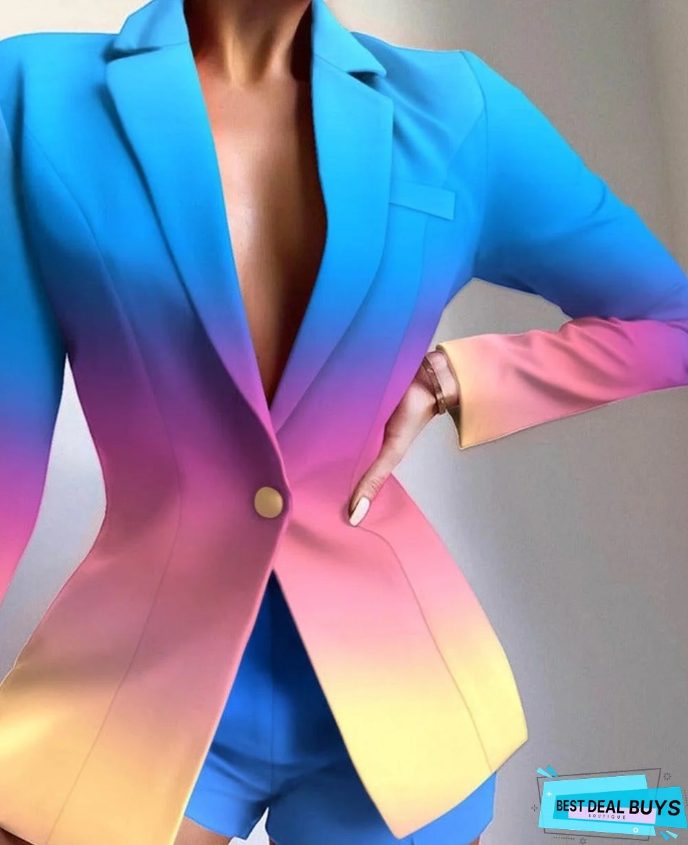 Pearls Decor Single Button Long Sleeve Blazer