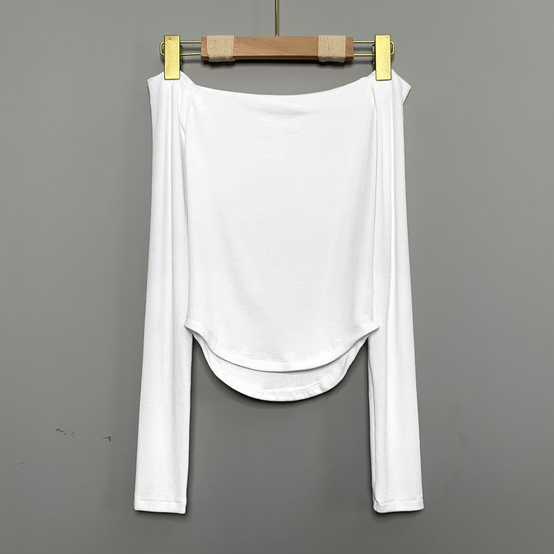 Aiertu leapord halloween outfit Slim-Fit Slimming Sexy Hot Girl off-Shoulder Slimming Long-Sleeved T-shirt Top aiertu