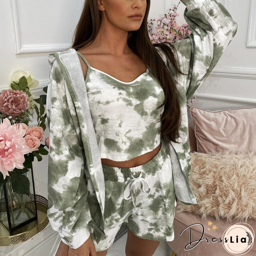 Autumn Casual Shorts Set Women New Sling Loose Coat Fashion Three-Piece Set Tracksuit Hoodies 3 Piece Outfits For Women