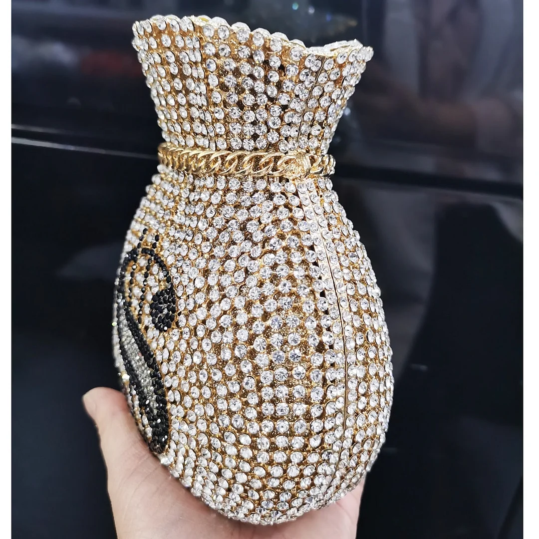Wholesale Dollar Designer Crystal Clutch Bags Wedding Bridal female pochette Purse boutique banquet Evening Bags sm80