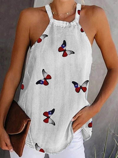 Casual Cotton-Blend Animal Shirts & Tops