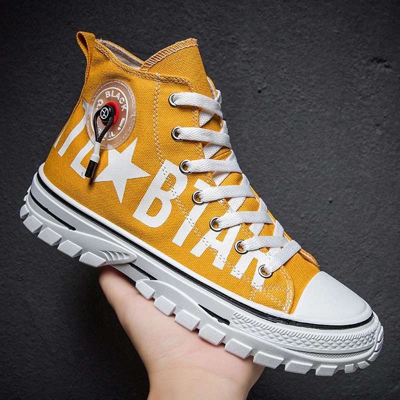 Men's Canvas Shoes High Top Flat Shoes for Men Black White Sneakers Non-slip Shoes Canvas Sneakers Sneakers for Men Casual Shoes