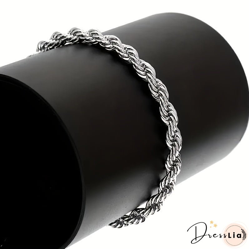 2pcs Sterling Silver Necklace Bracelet Set Stylish Unisex Duo Versatile Daily Wear for Him