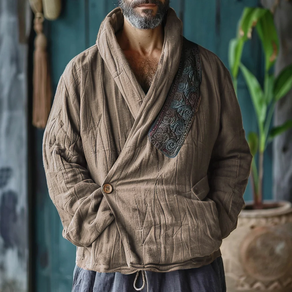 Men's Linen Bohemian Ethnic Casual Padded Jacket-inspireuse