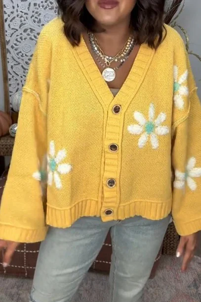 Retro Floral Fashion Sweater Cardigan