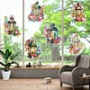 6pcs Diamonds Painting Warm Lamp Christmas Atmosphere Window Stickers For Home Decor