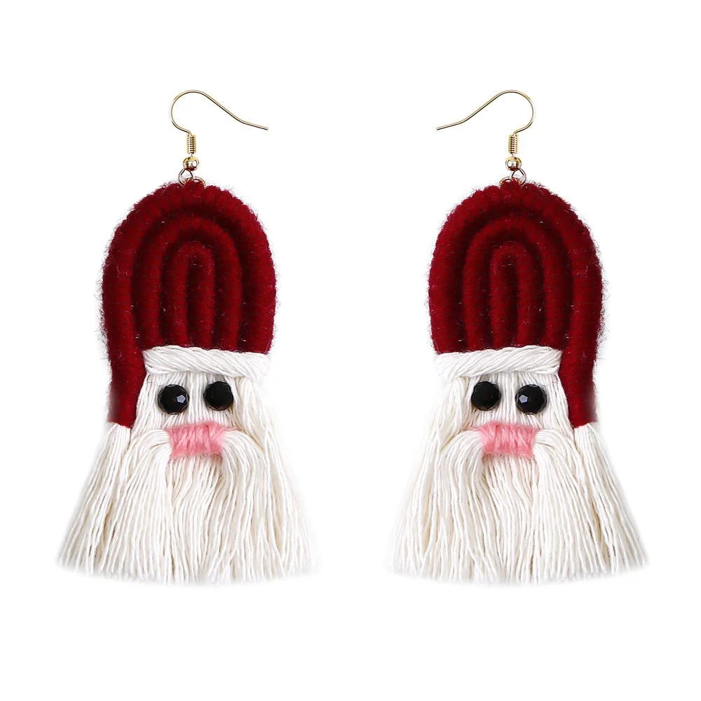 Tinyname® Santa Claus Earrings Bohemian Tassel Woven Earrings