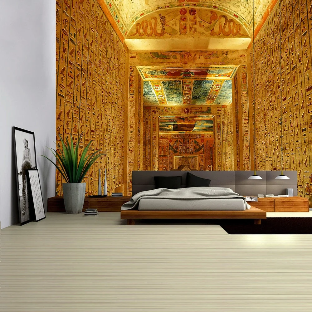 Ancient Egyptian Mural Tapestry Wall Pharaoh Hanging Bedspread Mats Hippie Style Backdrop Cloth Home Decor