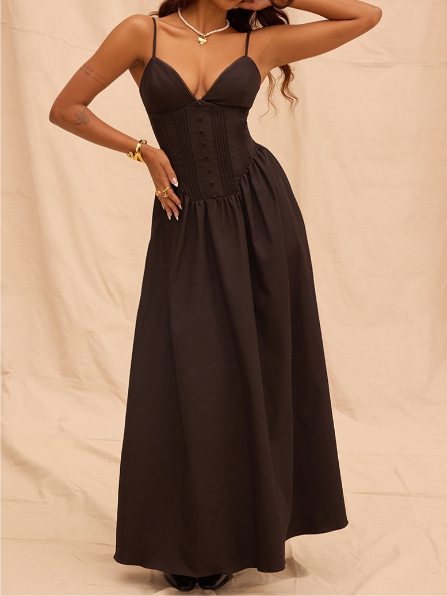 Elegant Palace Style Deep V Suspender Waist Dress | Oxredo Shop Ramadan Sale