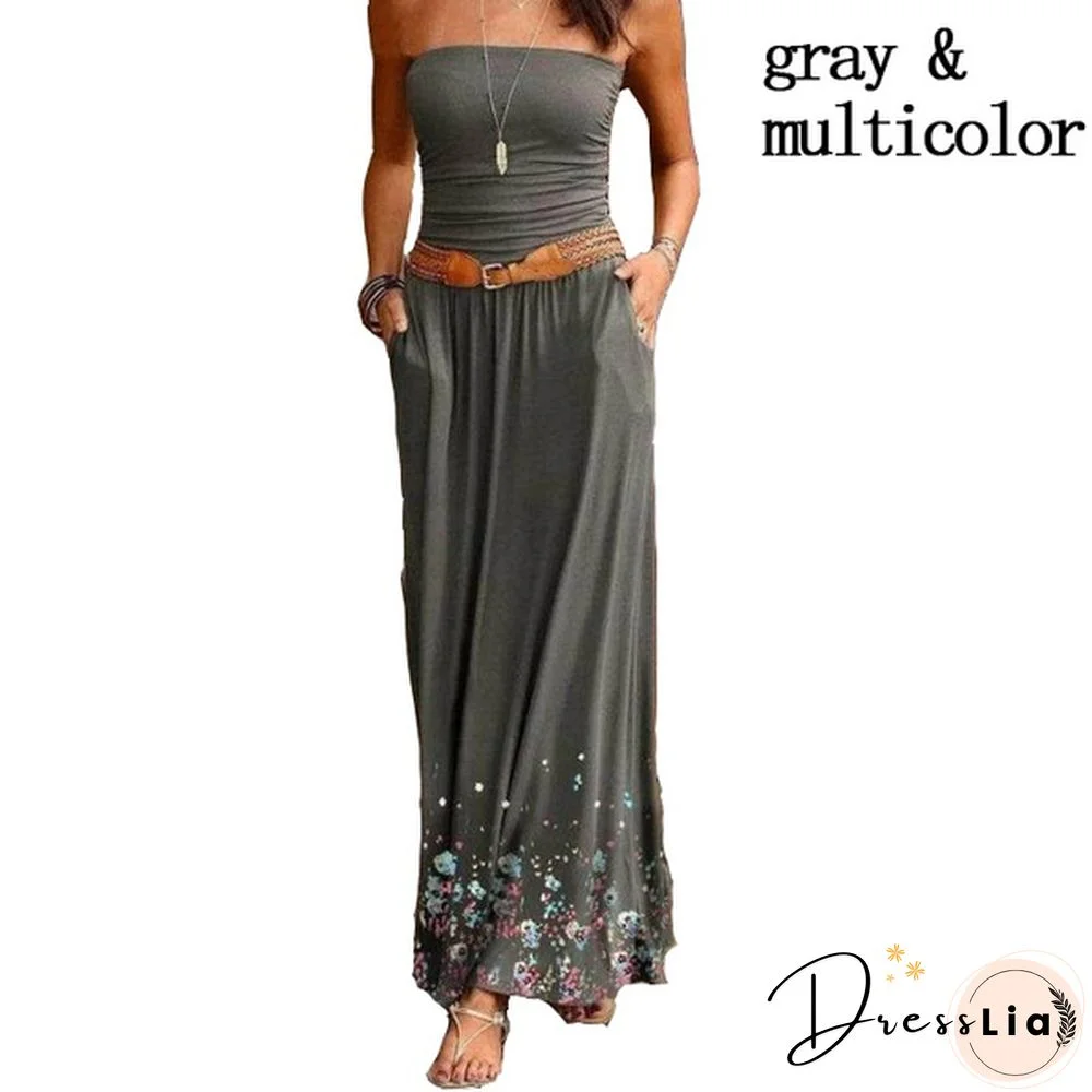 Women's Fashion Summer Sleeveless Printed Dress Slim Casual Tube Top Skirt Lady Oversized Party Dress