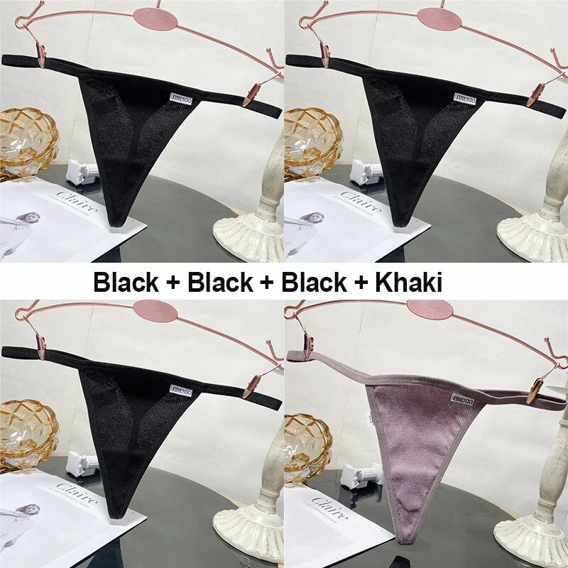 4PCS/Set Sexy G-String Women's Panties Cotton Underwear Lingerie for Female Underpants T-Back Panties Briefs Thong Intimates