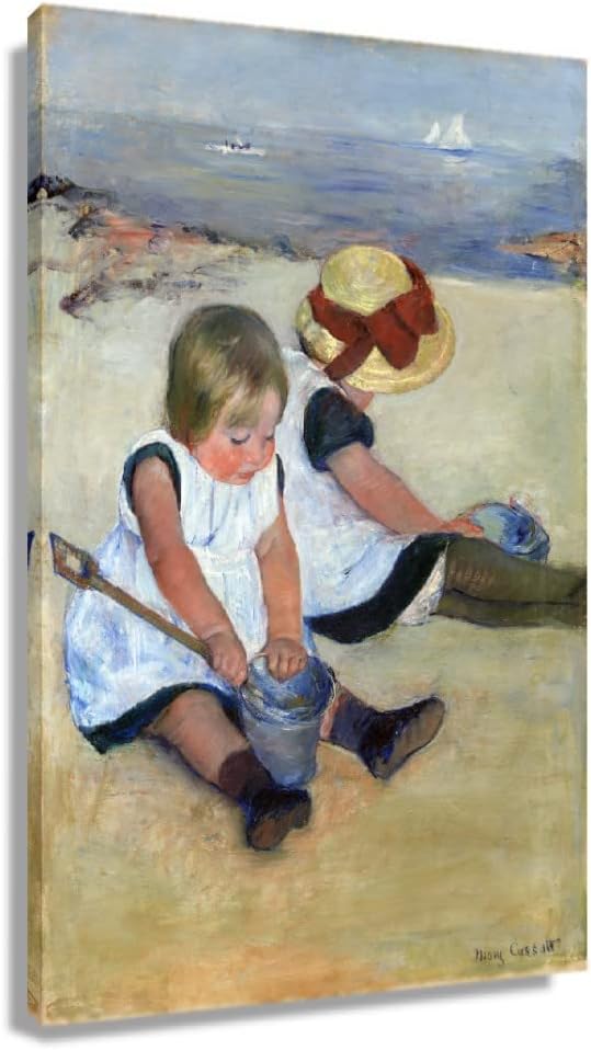 Mary Cassatt Poster Children Playing on The Beach Poster Canvas Prints Decorations for Living Room Paintings Wall Art for Home Pictures for Bedroom Wall Hanging Kitchen Printed Canvas Pics (08x12(20x30cm),Unframed) 08x12(20x30cm)