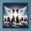 Angel Twin Towers Full DIY 5D Round Drill Diamond peintures d&rsquo;arts plastiques pour adultes/d&eacute;butants id&eacute;e cadeau d&eacute;coration murale de diamant en cristal de strass 15,75x15,75 in