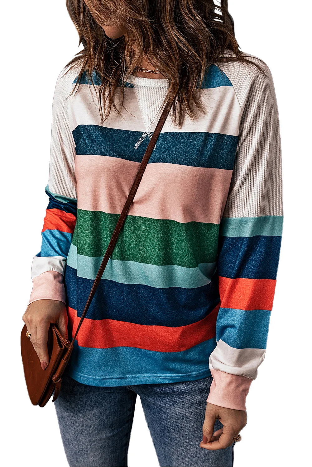 Striped Color Block Long Sleeve Blouse