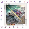 Beach Shimmering Beaded Turtle Special Shaped 5D DIY Partial Drill Diamond Painting Kits for Adults Beginners Home Decor Diamonds Dots Gem Art Kits 11.81 X11.81inch