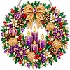 DIY Special Shaped Diamond Painting Wreath, Double-Sided Printing Christmas Wreath Hanging with LED Light Decor Kit 