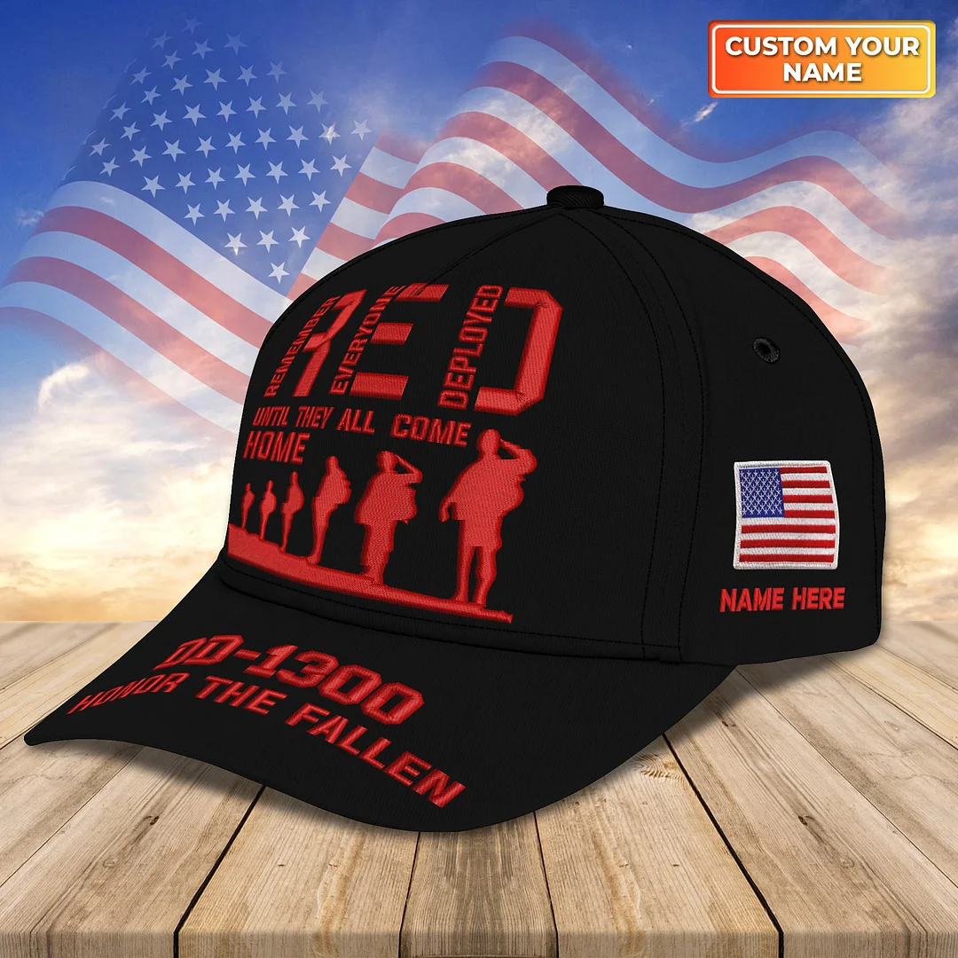 Custom Embroidery Cap - DD - 1300 RED Friday Honor For Fallen 2024 Memorial Day