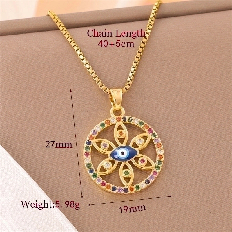Stainless Steel Titanium Steel 18K Gold Plated Retro Lady Roman Style Enamel Plating Inlay Snake Bee Butterfly Zircon Pendant Necklace