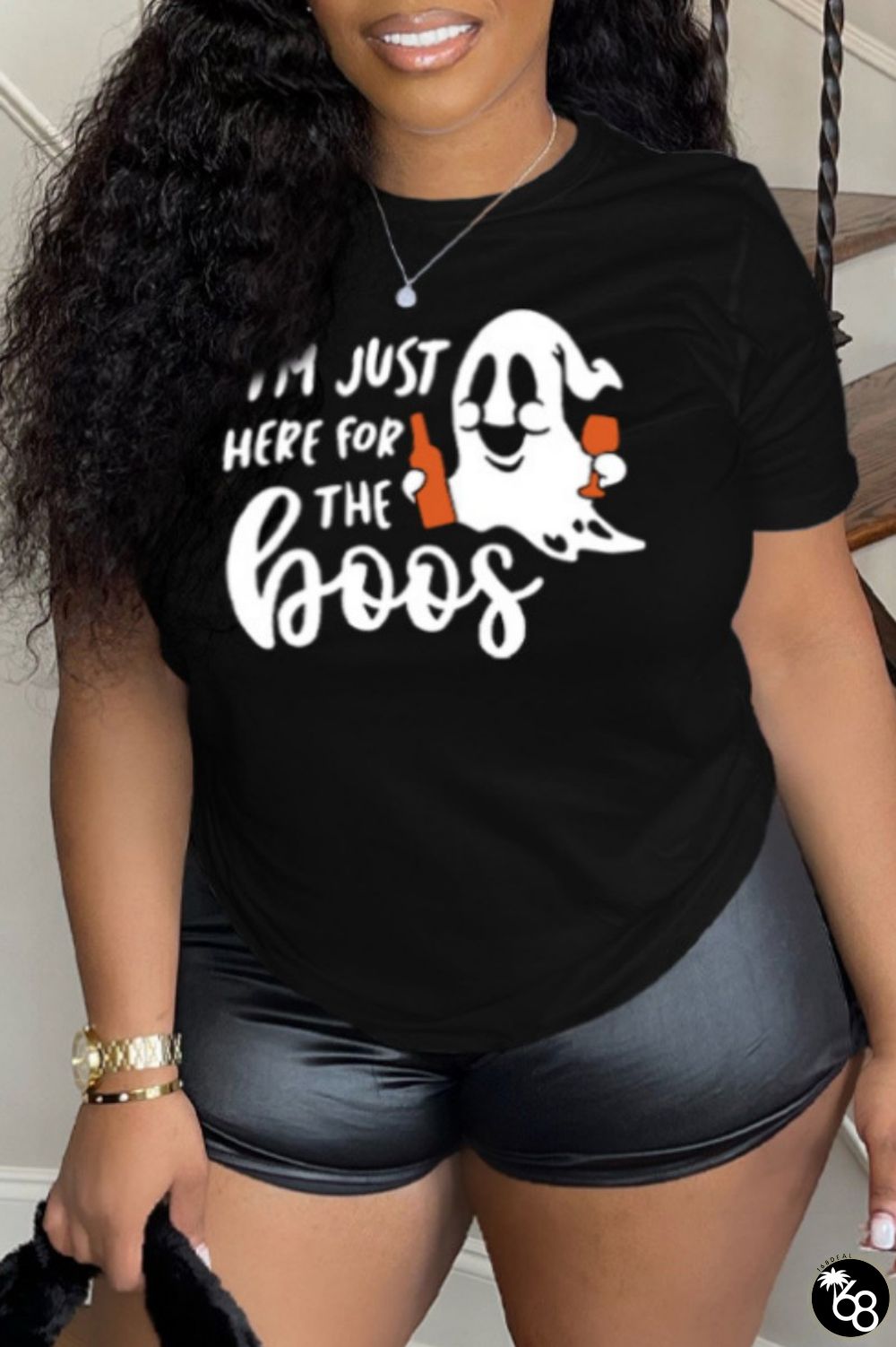Black Casual Print Basic O Neck T-Shirts | 168DEAL