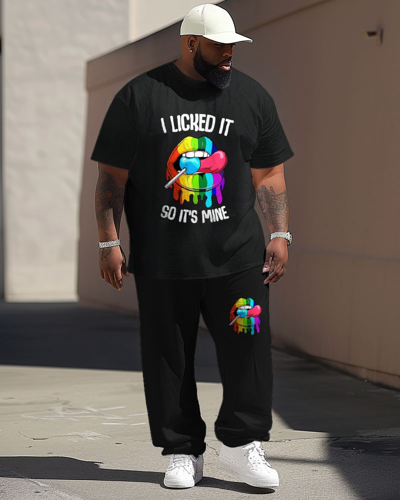 Street Color Letter Cartoon Print Large Men's Suit