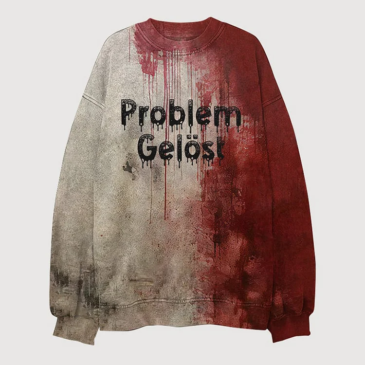 Comstylish Men's Bloody Problem Solved Halloween Print Crew Neck Sweatshirt