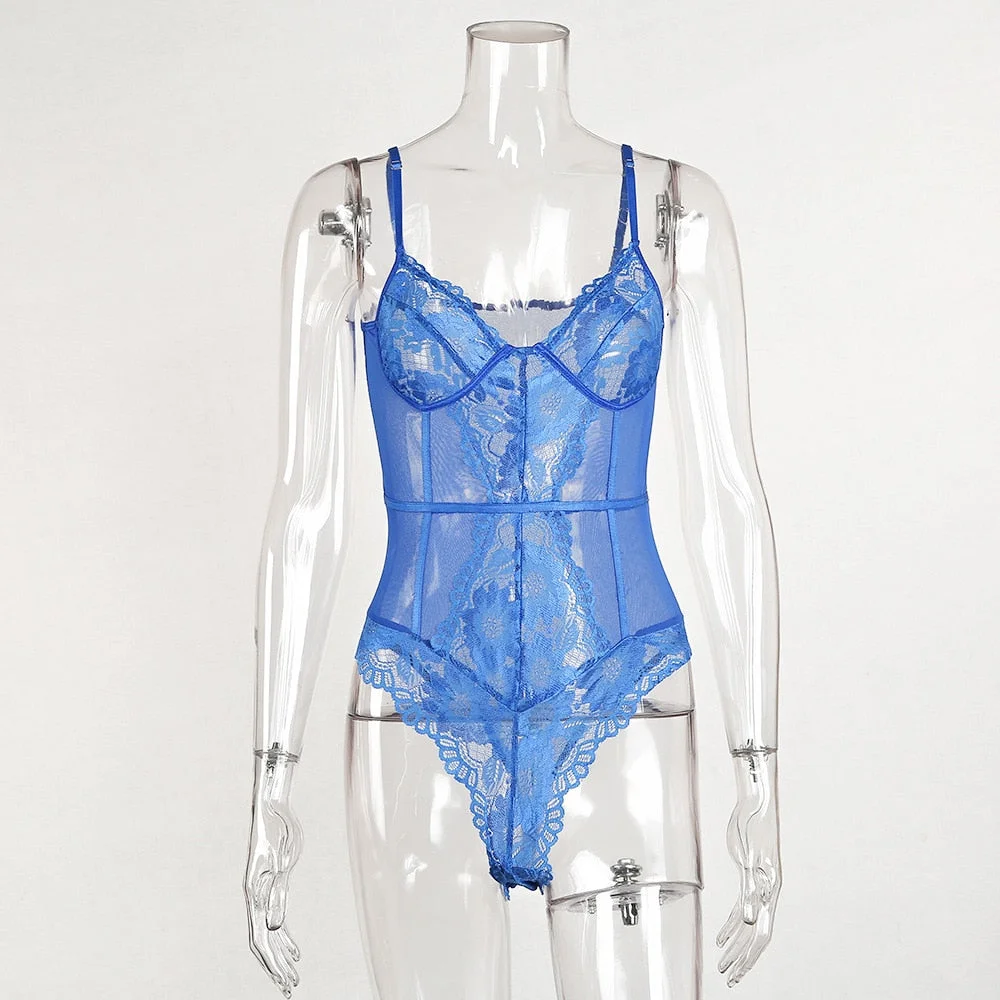 Yimunancy Floral Lace Bodysuit Women Patchwork Mesh Bodysuit 2021 Ladies Summer Skinny Sexy Teddy Bodysuit Body Femme