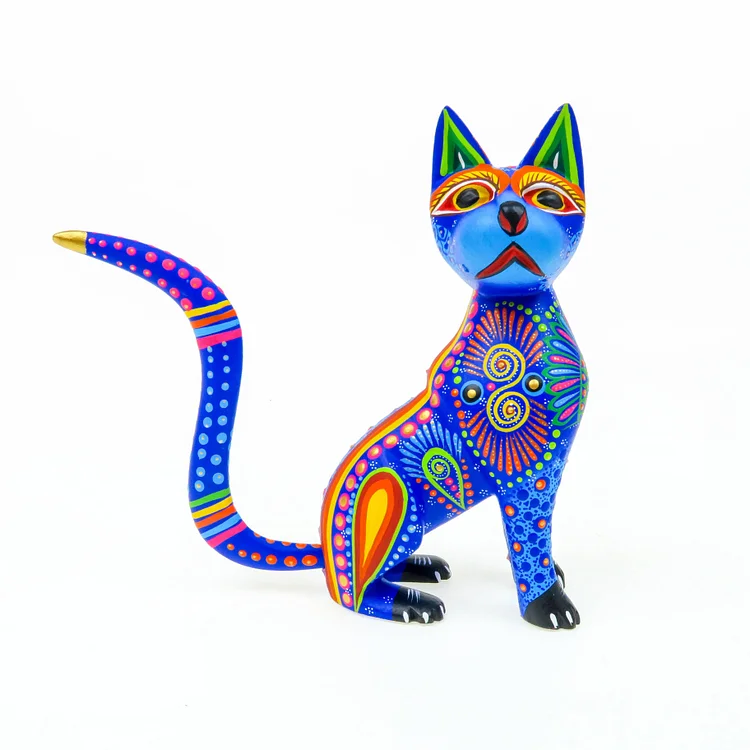Blue Cat - Oaxacan Alebrije Wood Carving