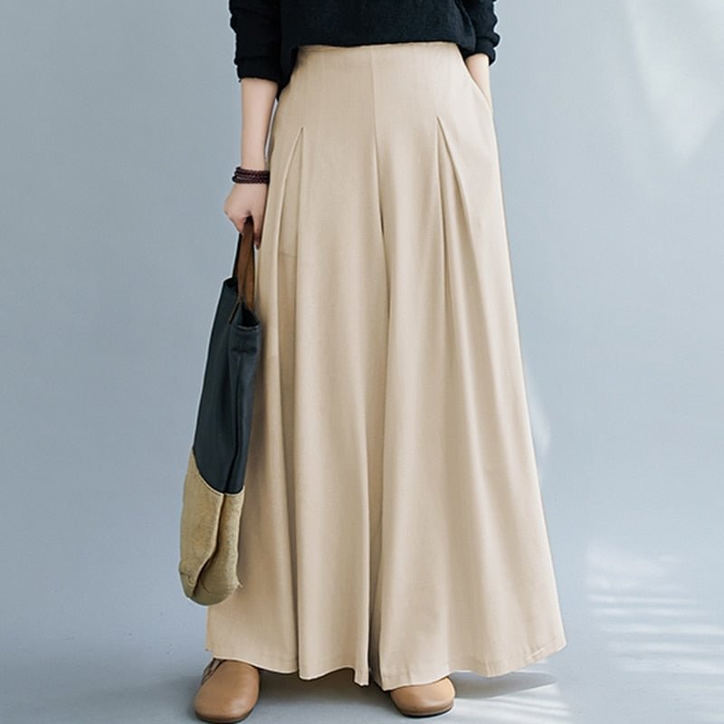 ZANZEA Women Elastic Waist Wide Leg Pants Loose Autumn Trousers Culottes Elegant Office Ladies Casual Palazzo Work Pantalon