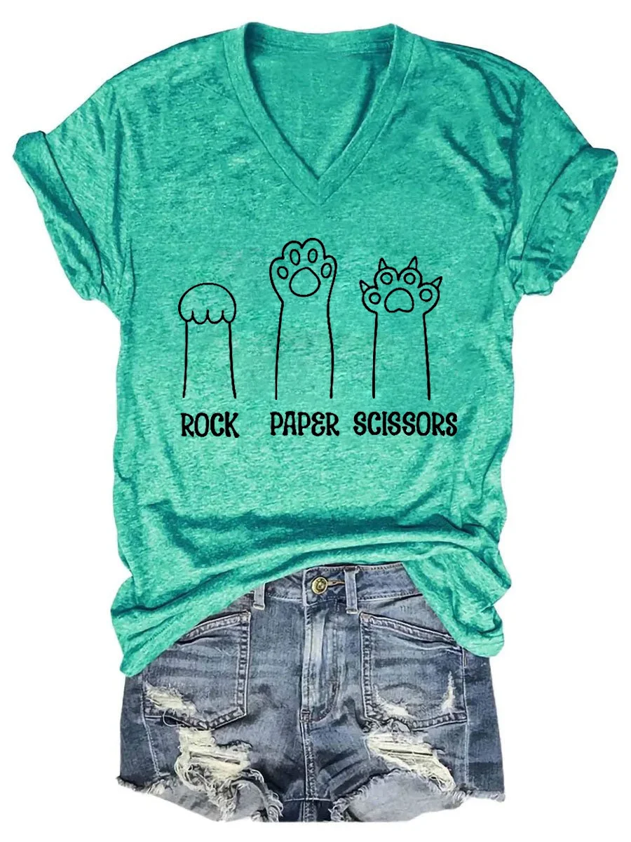 Rock Paper Scissors V-neck T-shirt