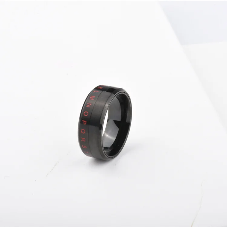 Alphabet Turnable Stainless Steel Couple Ring