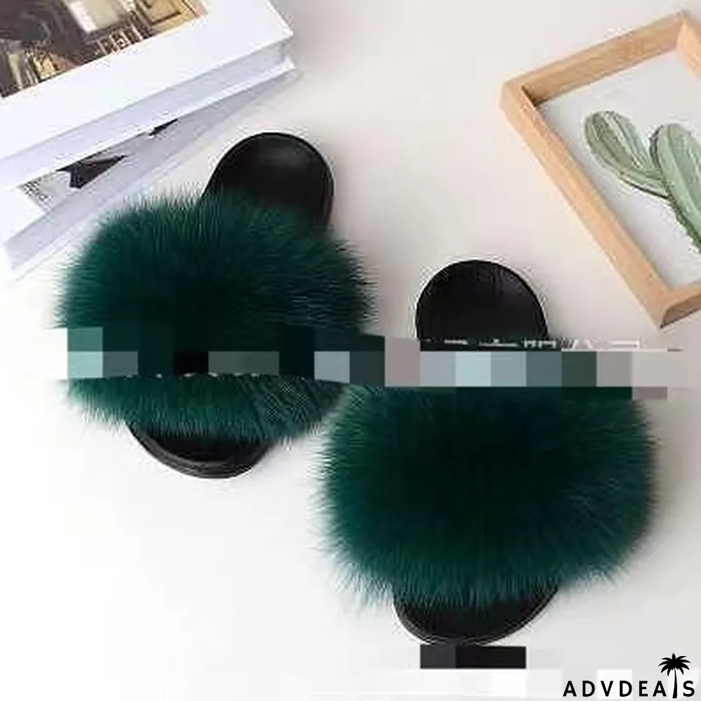 Furry Slippers Flat Half-drag Slippers