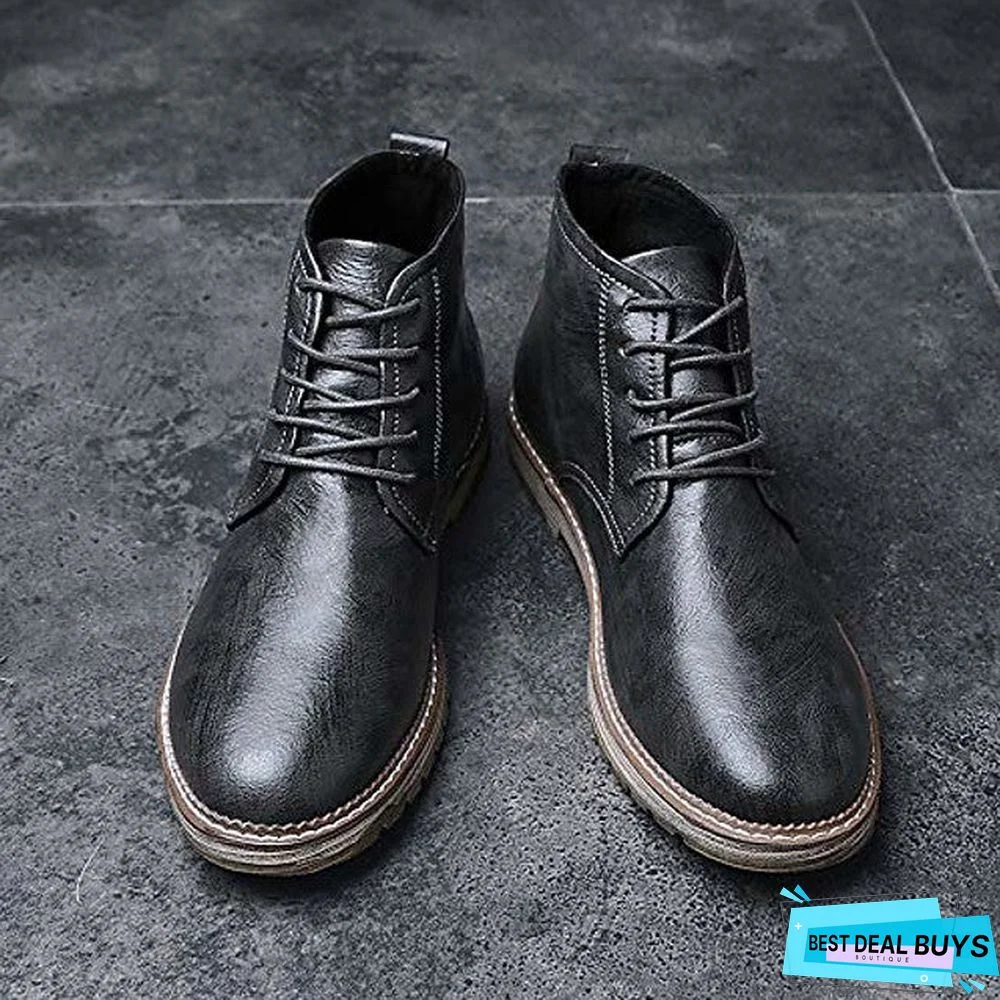 men's autumn outdoor leather lace-up high-top ankle martin boots oxford shoes