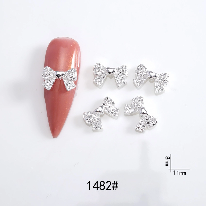 Lz Japanese Internet Celebrant Hot Manicure Diamond Bow Three-dimensional Metal Gold And Silver Super Flash Nail Jewelry Bow Tie