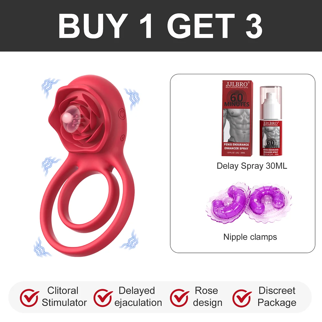 Rose Vibrating Cock Ring with Clitoral Stimulation for Couples