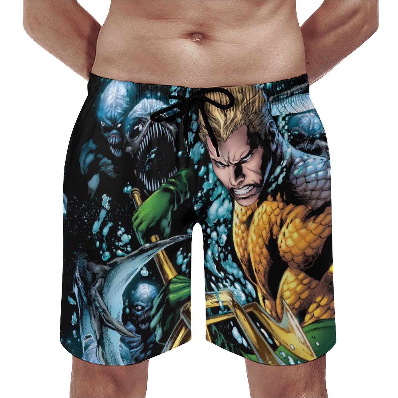 The New 52 Aquaman 1 Elegant Men's Swim Trunks Summer Board Shorts Quick Dry Beach Short with Pockets