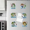 (US Local)6Pcs Acrylic Special Shape Fishing Diamond Painting Fridge Magnet for Home Decor