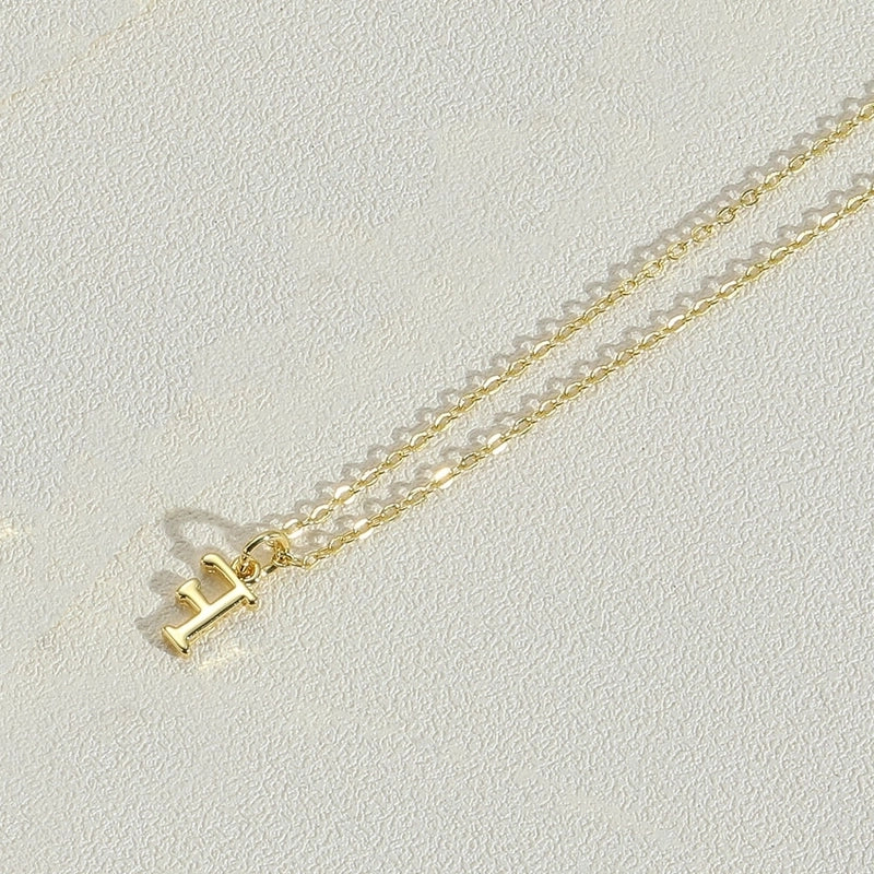 Copper 14K Gold Plated Minimalist Letter Copper Pendant Necklace
