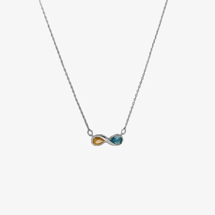 For Mom - Mother & Daughter Forever Linked Together Customized Double Birthstones Infinity Necklace