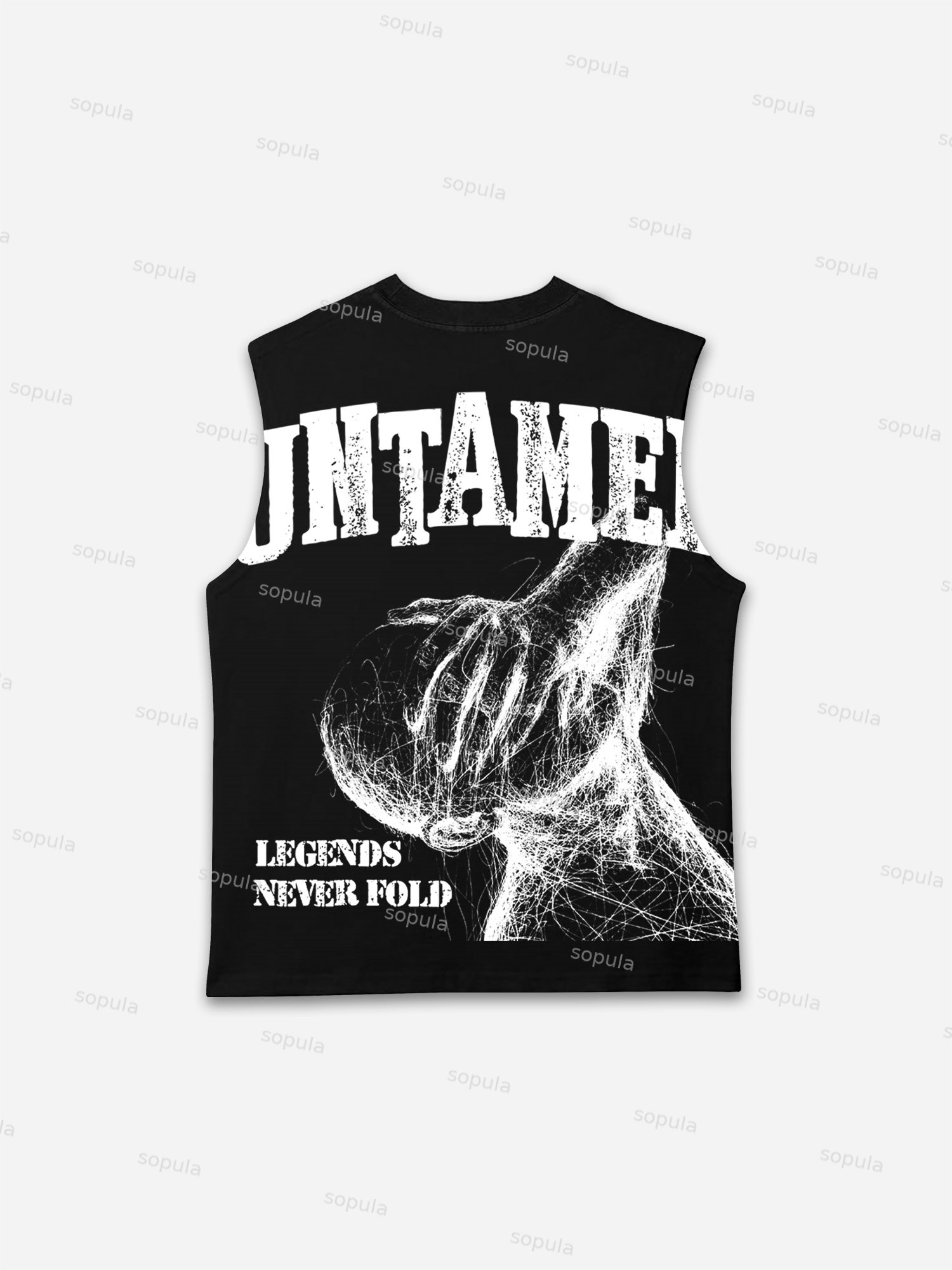 Legends Never Fold Retro Abstract Character Graphic Tank Top - SOPULA