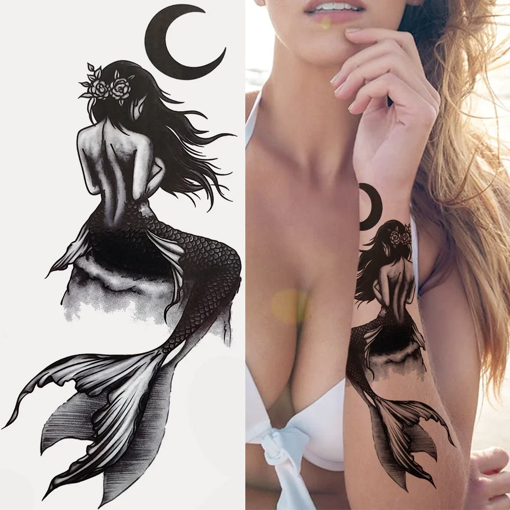 Sdrawing Fake Wolf Temporary Tattoo For Women Men Adult Black Forest Tattoos Sticker Compass Lion Skeleton Tribal Tatoo Paper