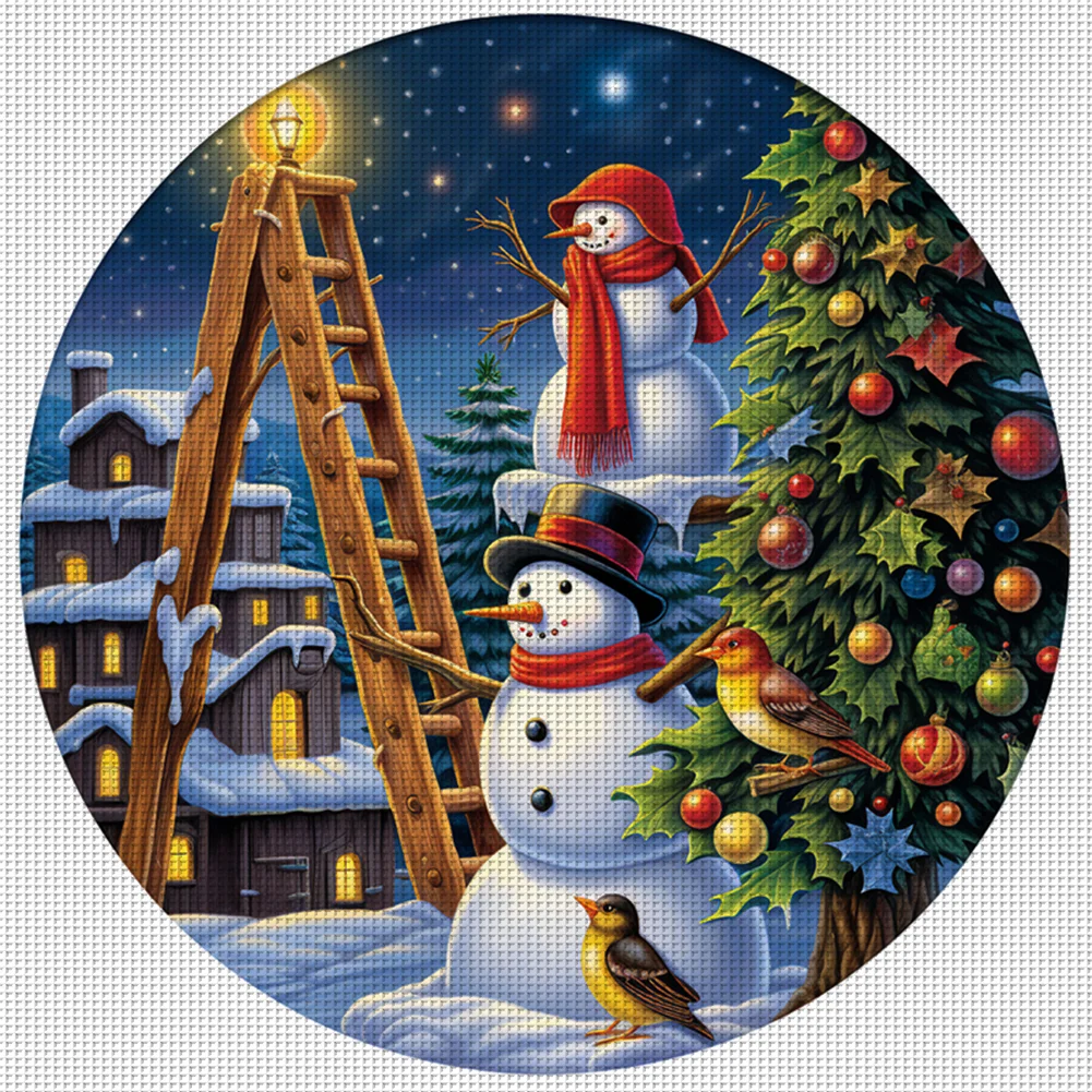DIY Stamped Cross Stitch 11CT Full Embroidery 40*40cm - Christmas Snowman