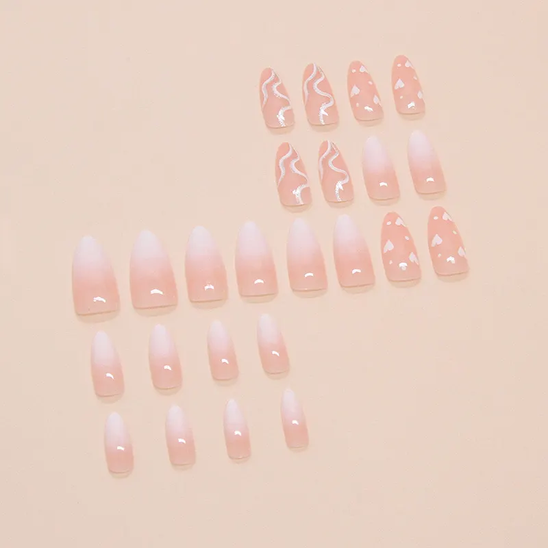 Churchf Churchf Nail Love Gradual Wear Armour Removable Beauty Nail Piece Simple Lines Fine Flash Nail Patch 24 Pieces