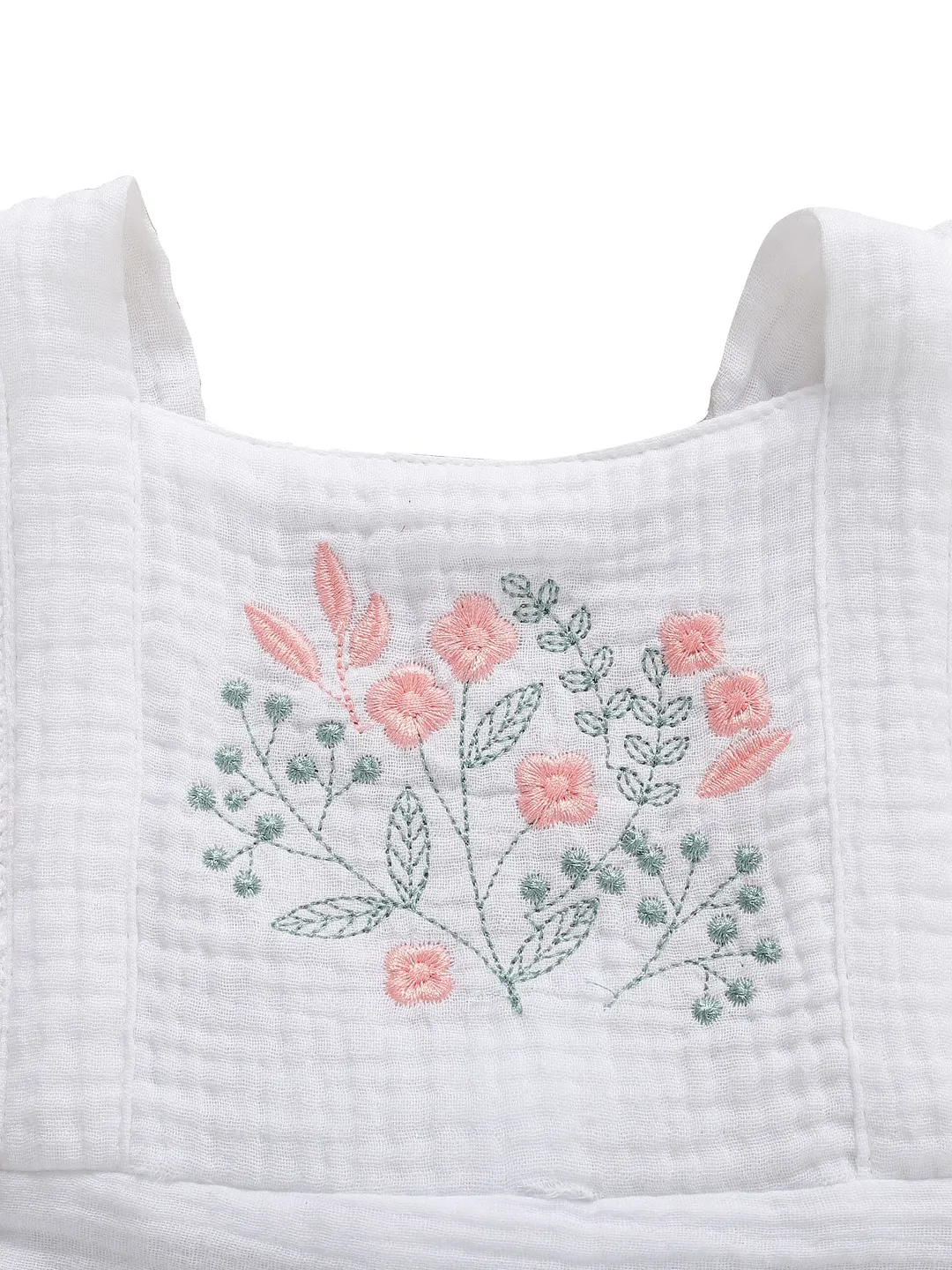 2020 Baby Summer Clothing 0-18M Newborn Baby Girl Jumpsuit Cotton Linen Short Ruffle Sleeve Sunsuit Embroidery Flowers Bodysuit