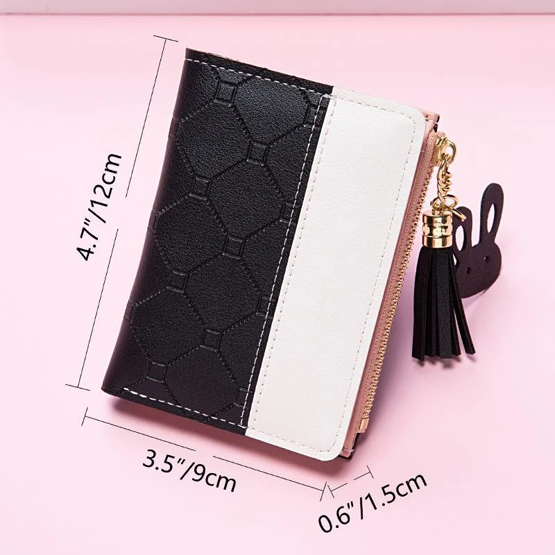 Women's Small Wallet Short Zipper Folding Color Matching Embossed Women's Wallet