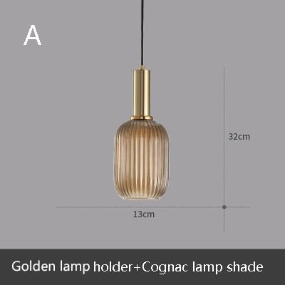 Novelty Stripe Glass Hanging Lights E27 LED 6 Color Lamp Holder Pendant Lamp For Kitchen Living Room Bedroom Hotel Restaurant