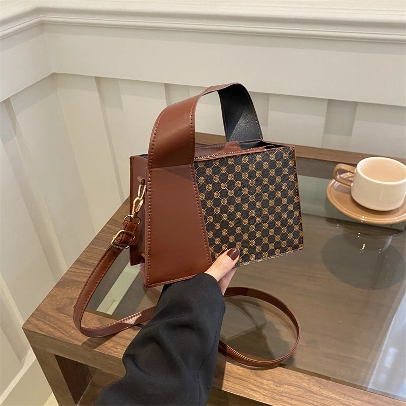 Women's Pu Leather Color Block Vintage Style Classic Style Zipper Shoulder Bag2