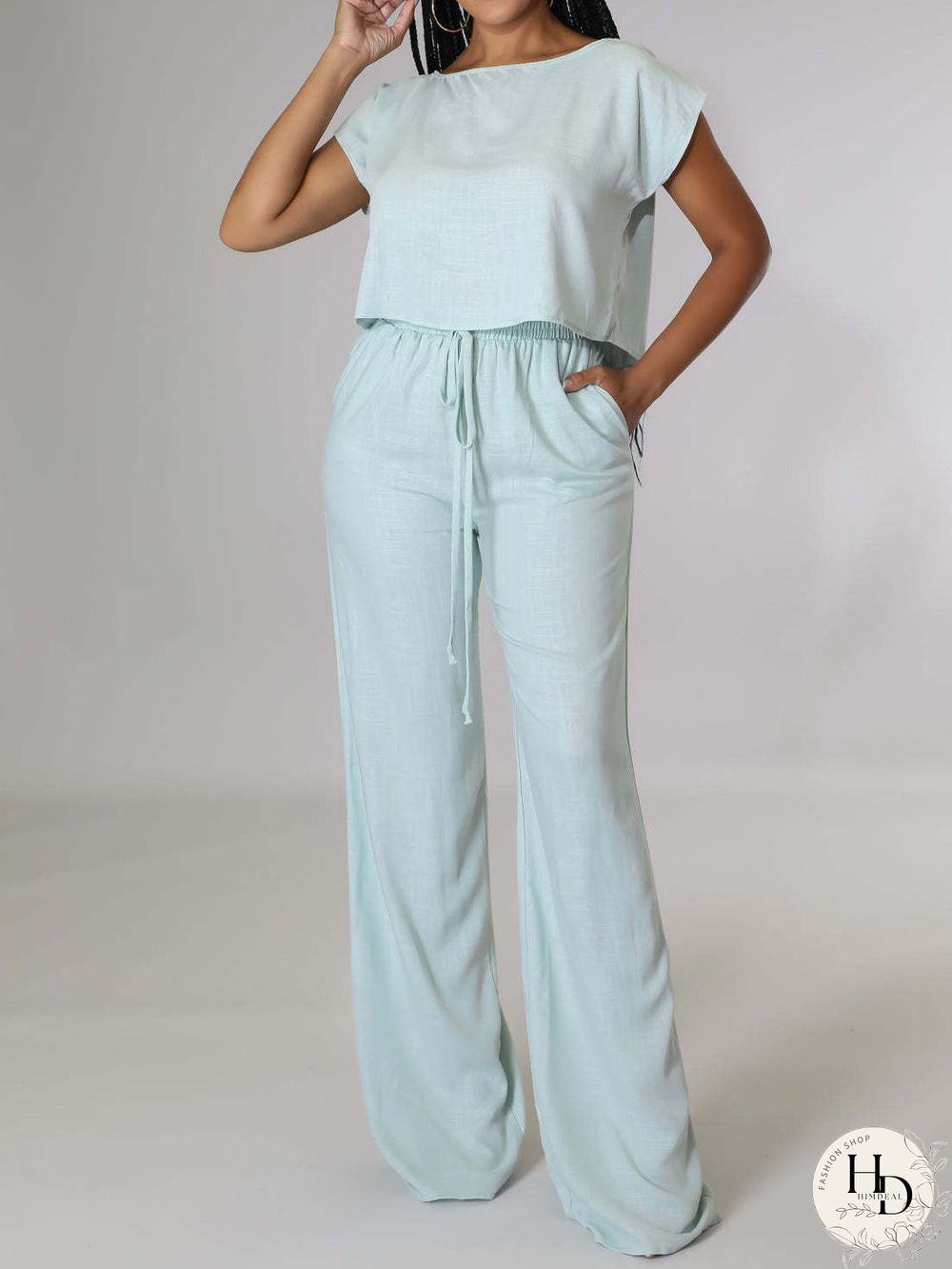 Women'S Sets Short Sleeve T-Shirt & Wide Leg Pants Two Piece Set