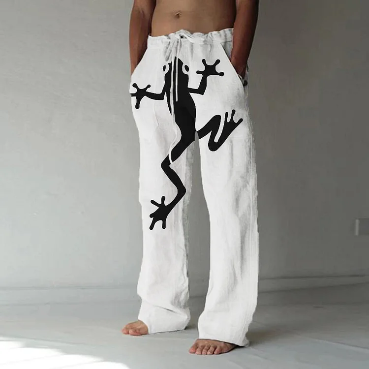 Lizard Art Graphic Printed Casual Pants