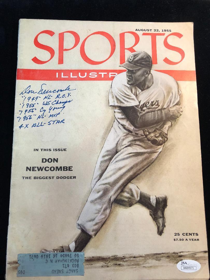 Don Newcombe Signed Sports Illustrated / Stats Brooklyn Los Angeles Dodgers JSA